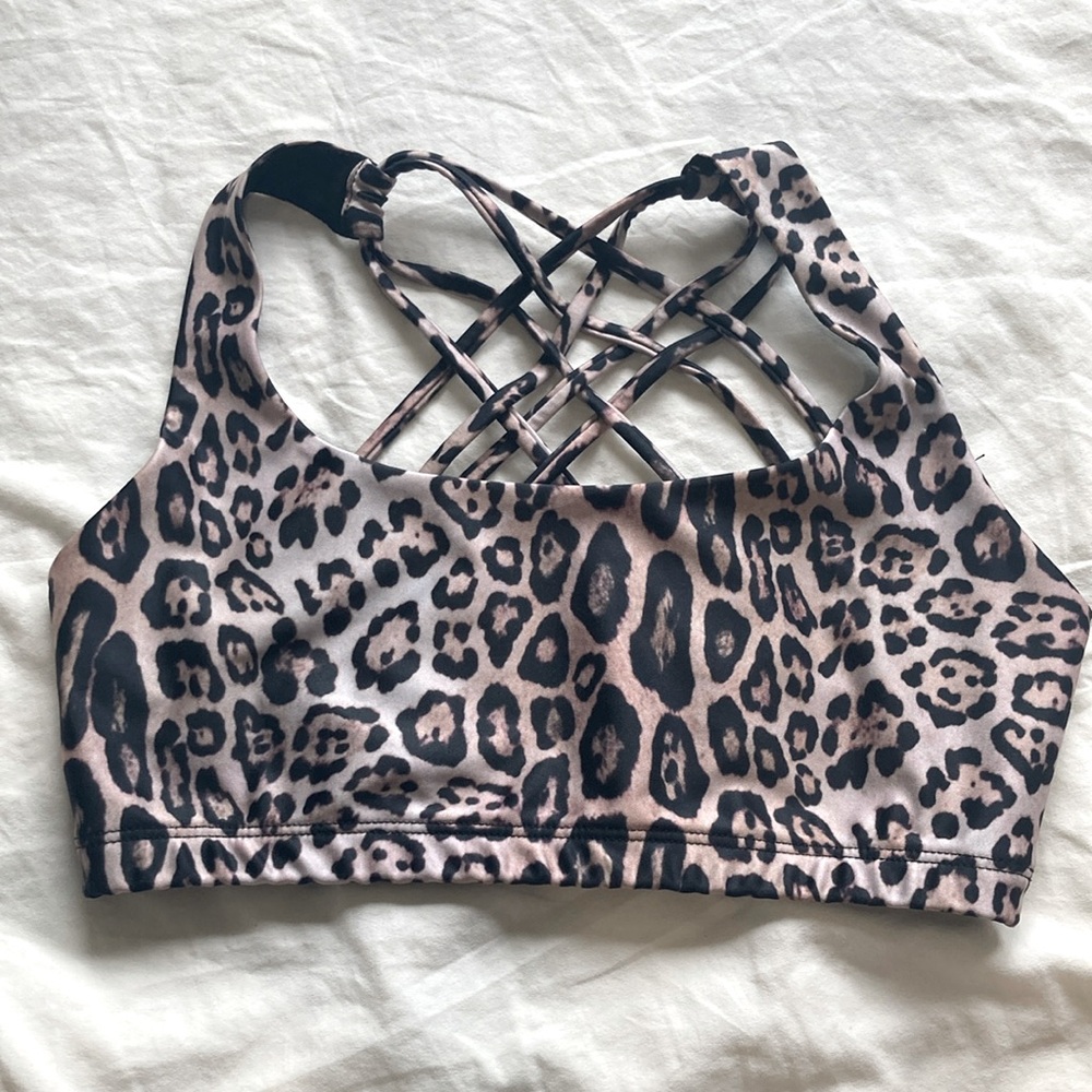 Onzie leopard print workout bra top